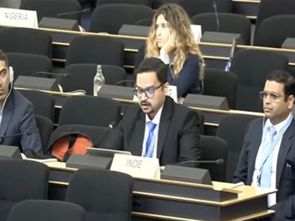 Indian diplomat Kshitij Tyagi addresses the UN Human Rights Council in Geneva, strongly countering remarks by Switzerland and Pakistan (Image Credit: UN TV)