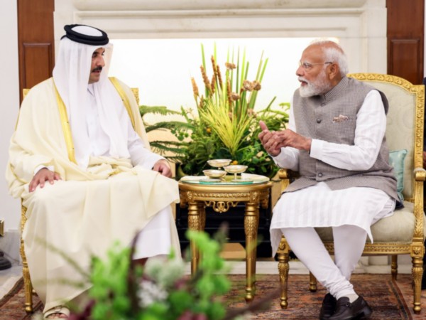 PM Modi in a meeting with the Emir of the State of Qatar, Tamim bin Hamad Al Thani (File Photo/ANI)