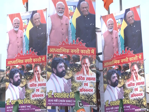 Preparations underway for PM Modi's roadshow in Varanasi. (Photo/ANI)