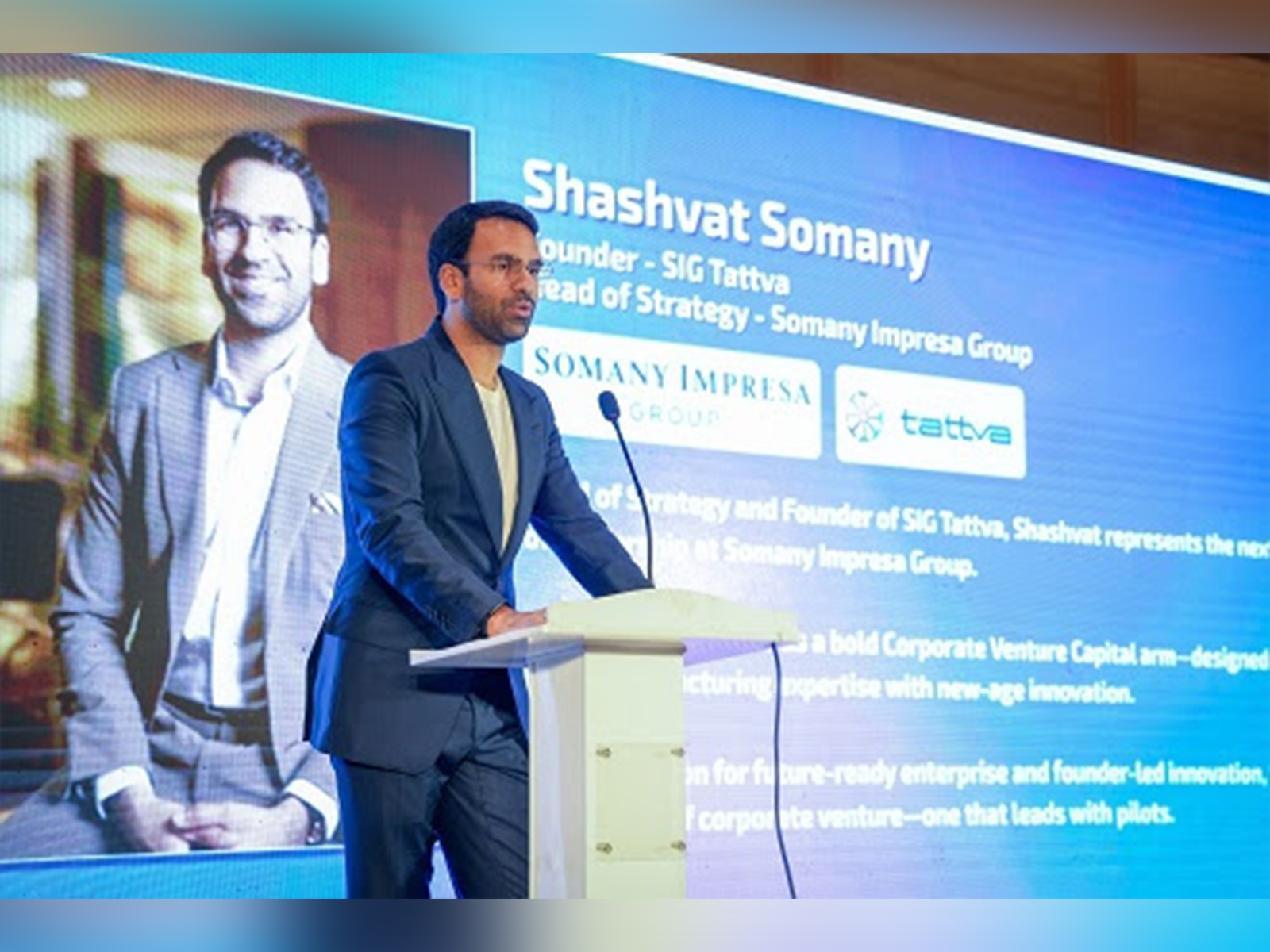 Shashvat Somany, Founder of SIG Tattva during the launch event