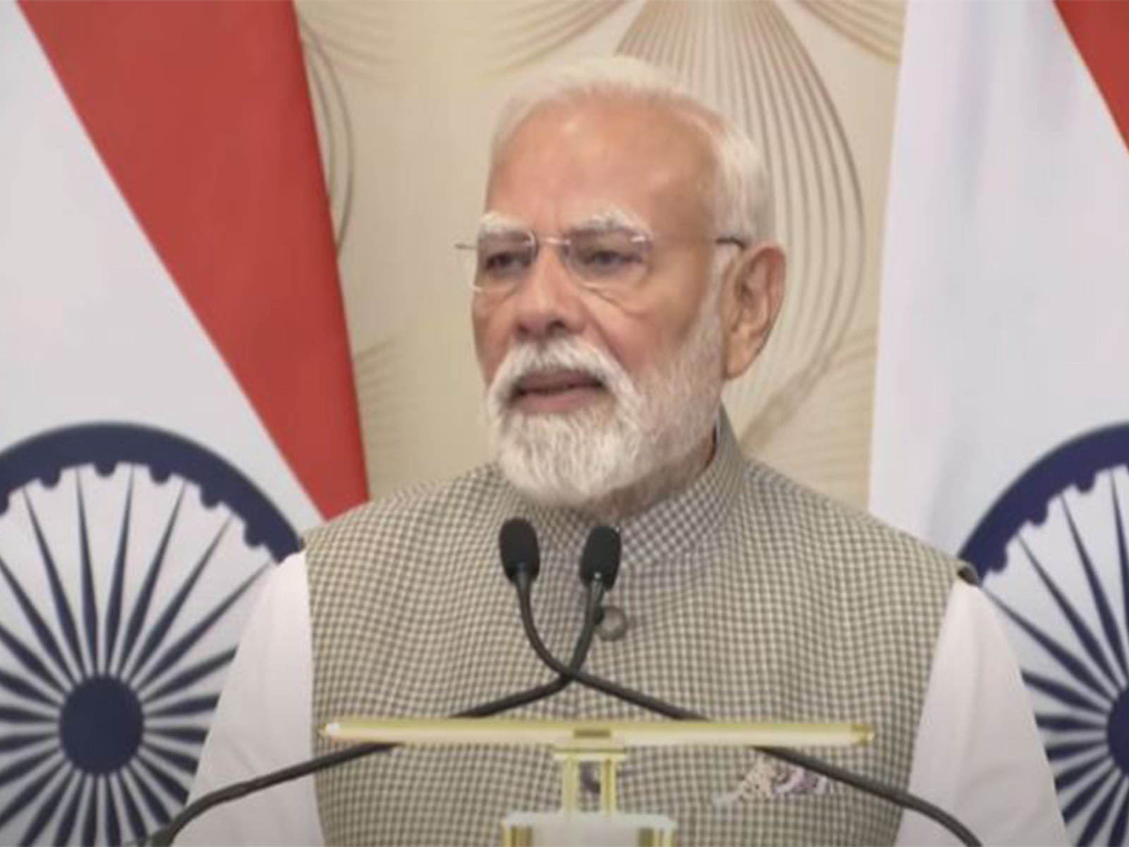 PM Modi addressing a joint media briefing on September 11, 20025 in Varanasi, Uttar Pradesh(Photo/ YouTube @NarendraModi)