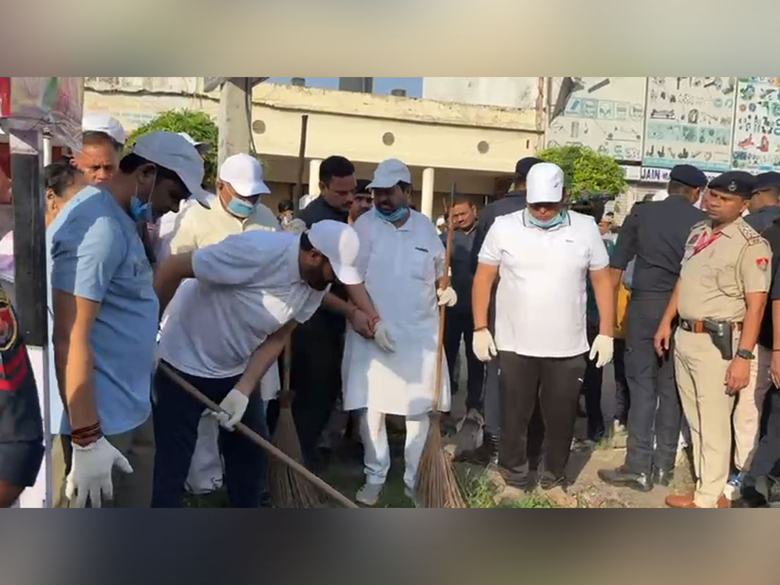 Haryana CM Nayab Singh Saini participates in Haryana City Cleanliness Campaign in Gurugram. (Photo/ANI)
