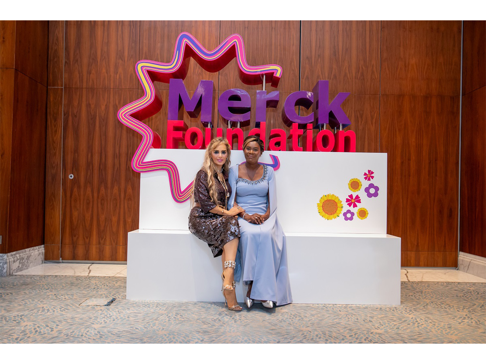 Senator Dr. Rasha Kelej, Merck Foundation CEO with H.E. Madam ZITA OLIGUI NGUEMA, First Lady of the Gabonese Republic at the 7th Edition of Merck Foundation First Ladies Initiative Summit