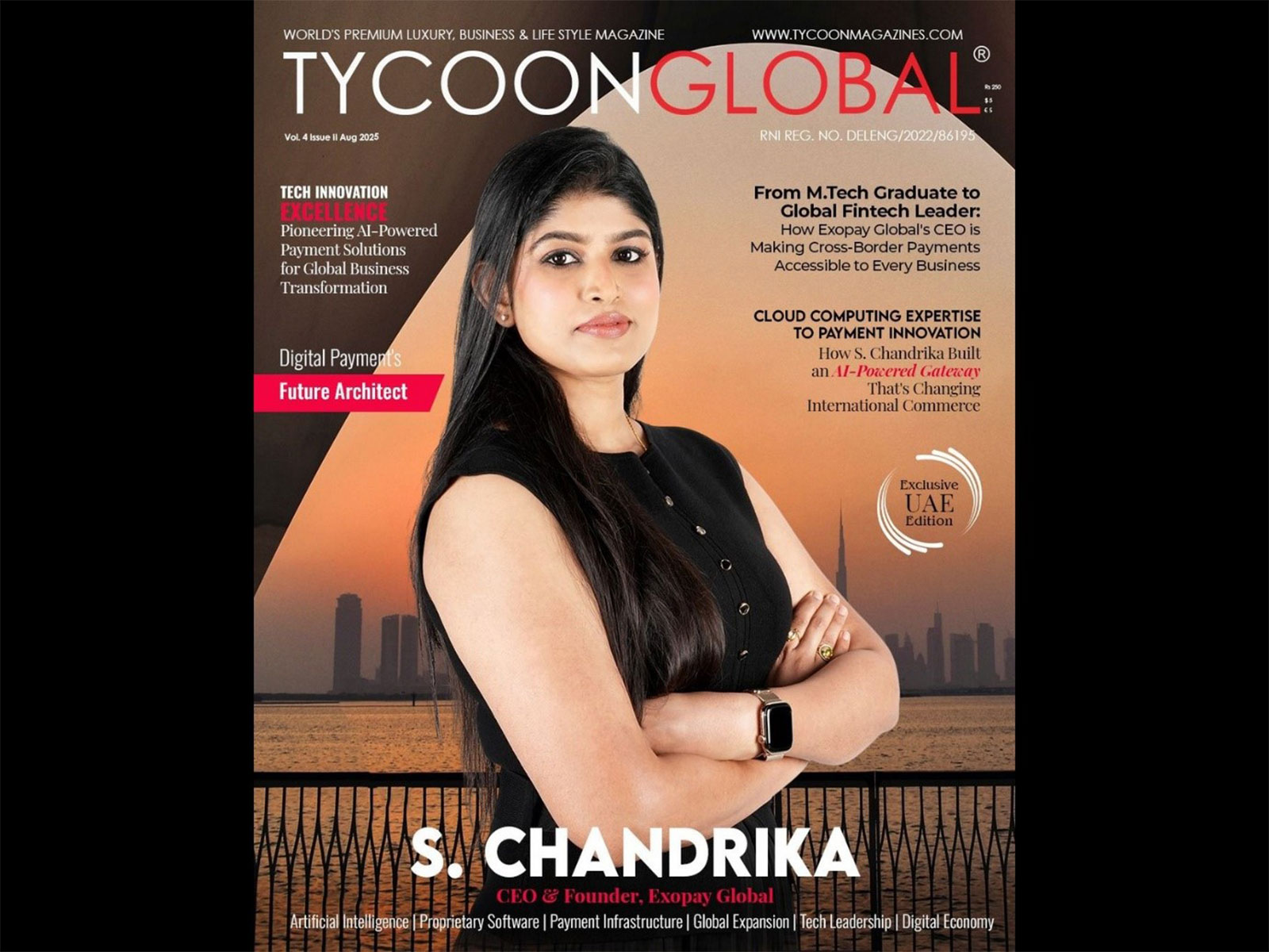 S. Chandrika, CEO & Founder of Exopay Global, Featured on Cover Story of Tycoon Global Magazine