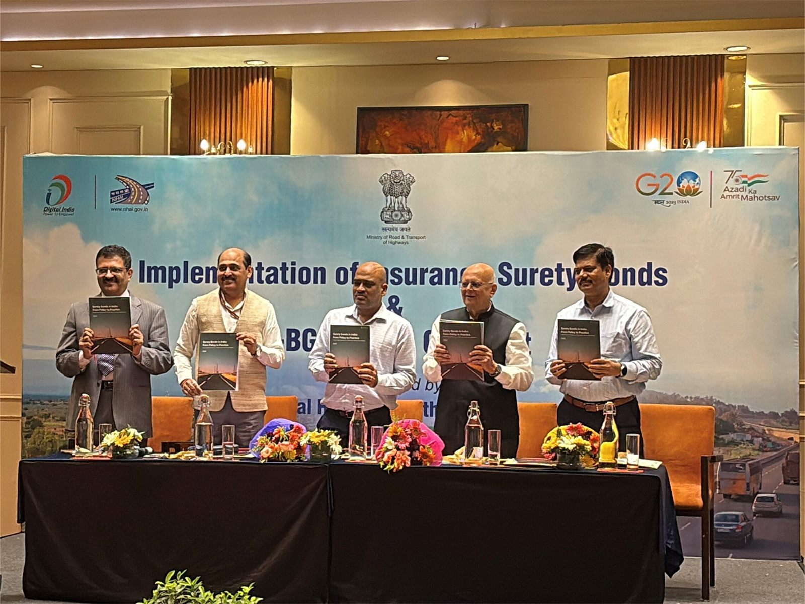 Launch of SafeTree's landmark report on Insurance Surety Bonds by senior officials from NHAI, marking a key step in strengthening surety bonds ecosystem in India