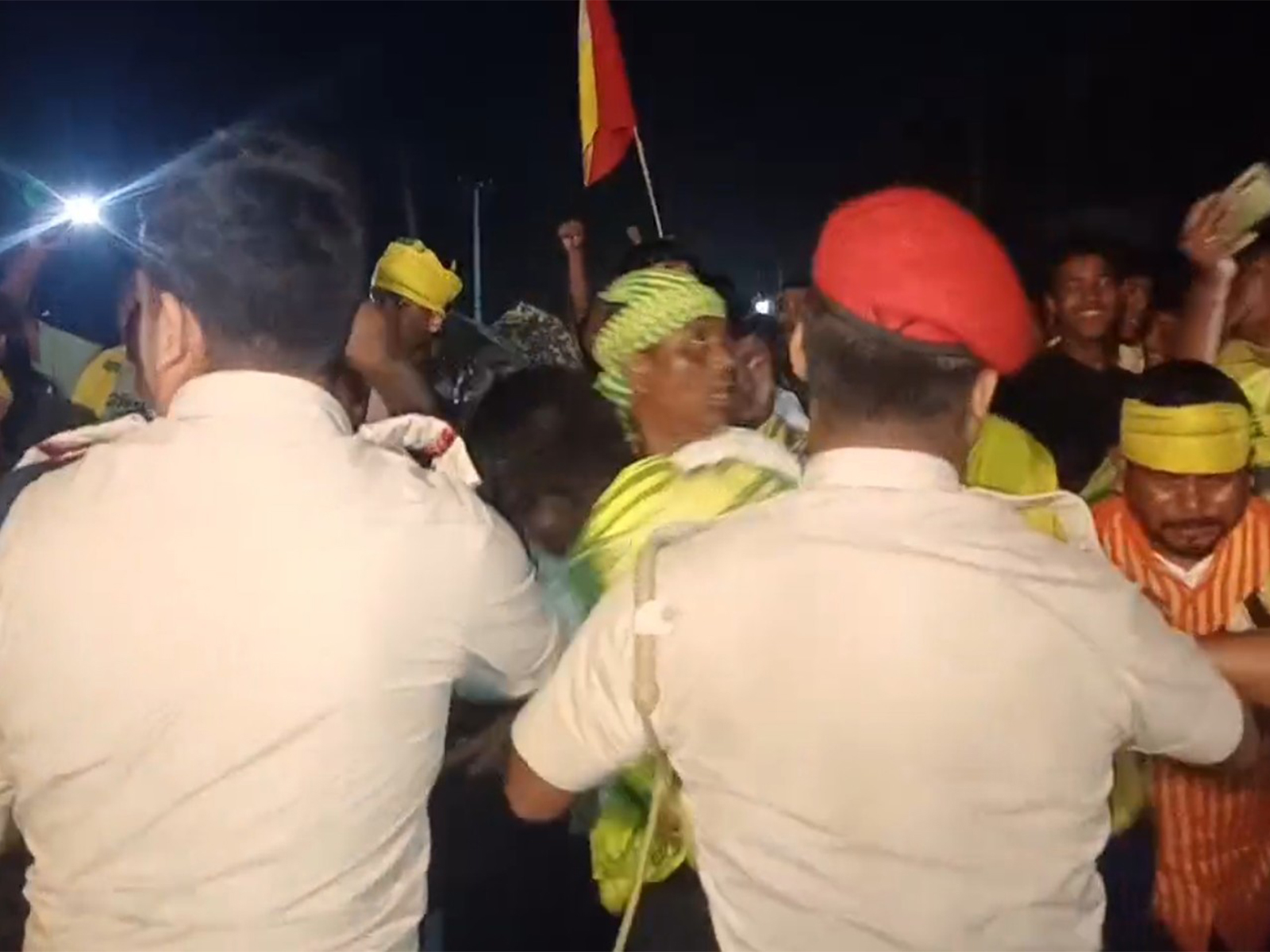 Protests in Golakganj in Dhubri district on Wednesday night. (Photo/ANI)