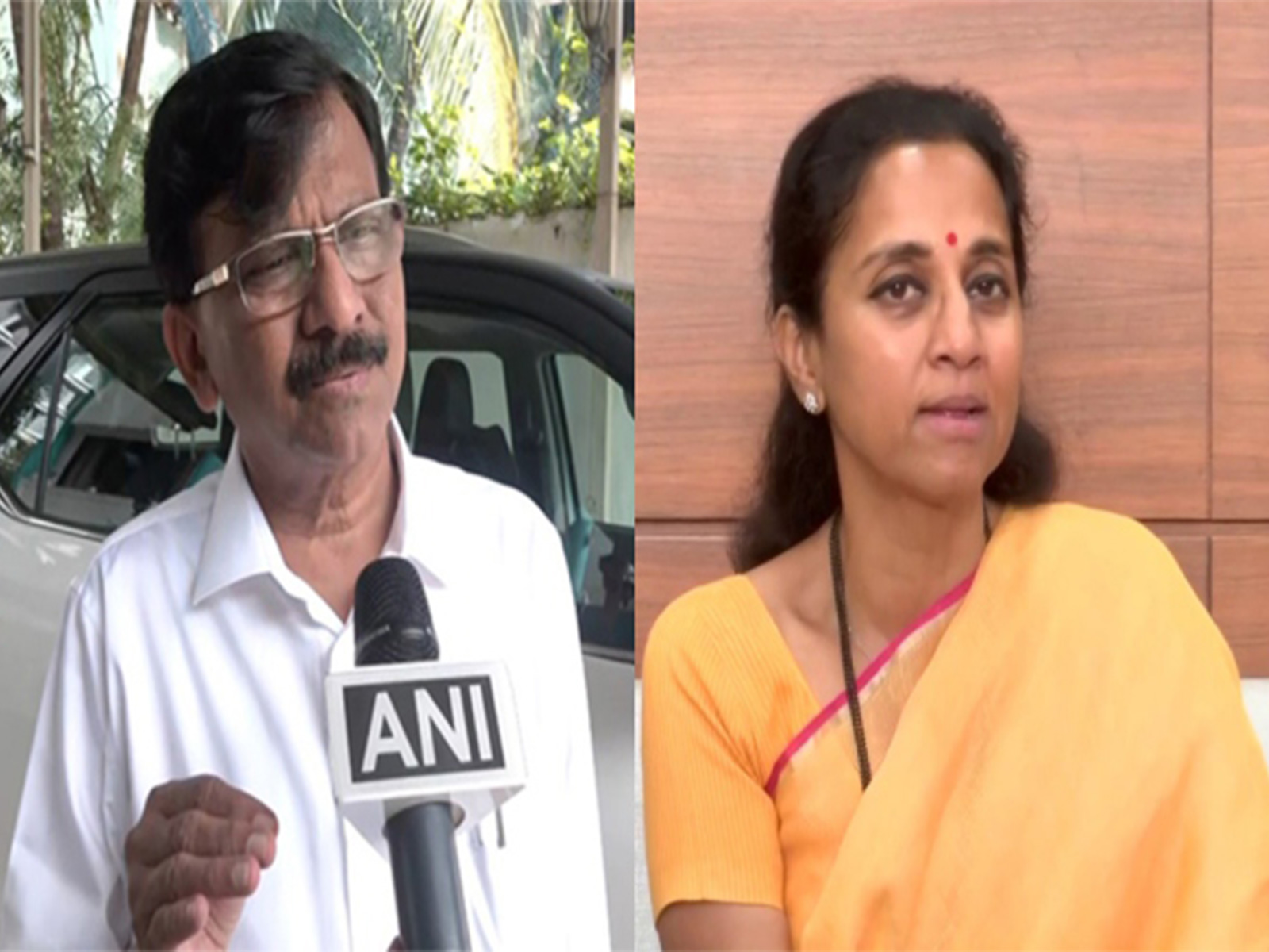 Shiv Sena (UBT) MP Sanjay Raut (L) and NCP-SP MP Supriya Sule (Photo: ANI) 