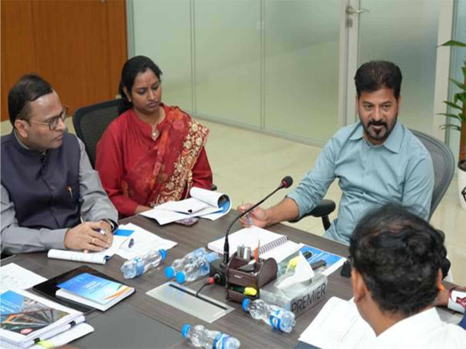 Telangana CM Revanth Reddy having meeting with officials (Photo/Telangana CMO)