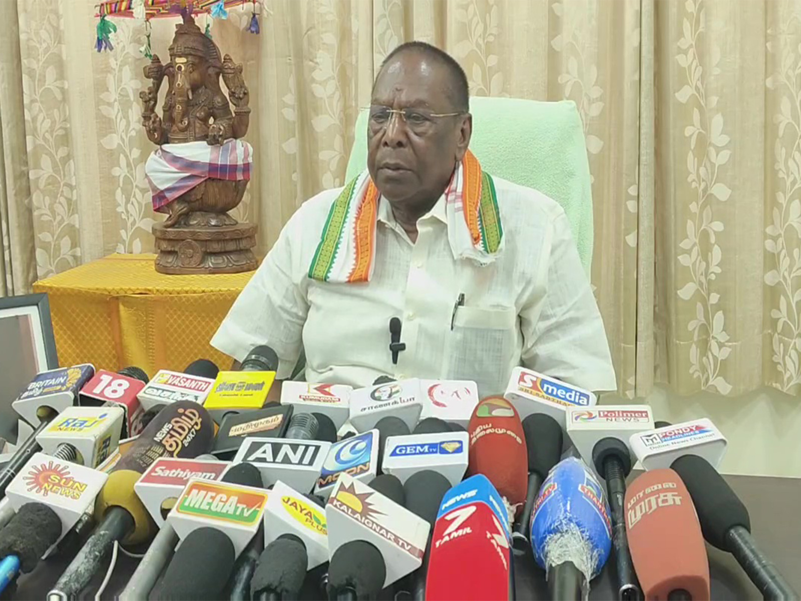 Former Chief Minister V. Narayanasamy of the Union Territory (U.T.) of Puducherry (Photo/ANI)