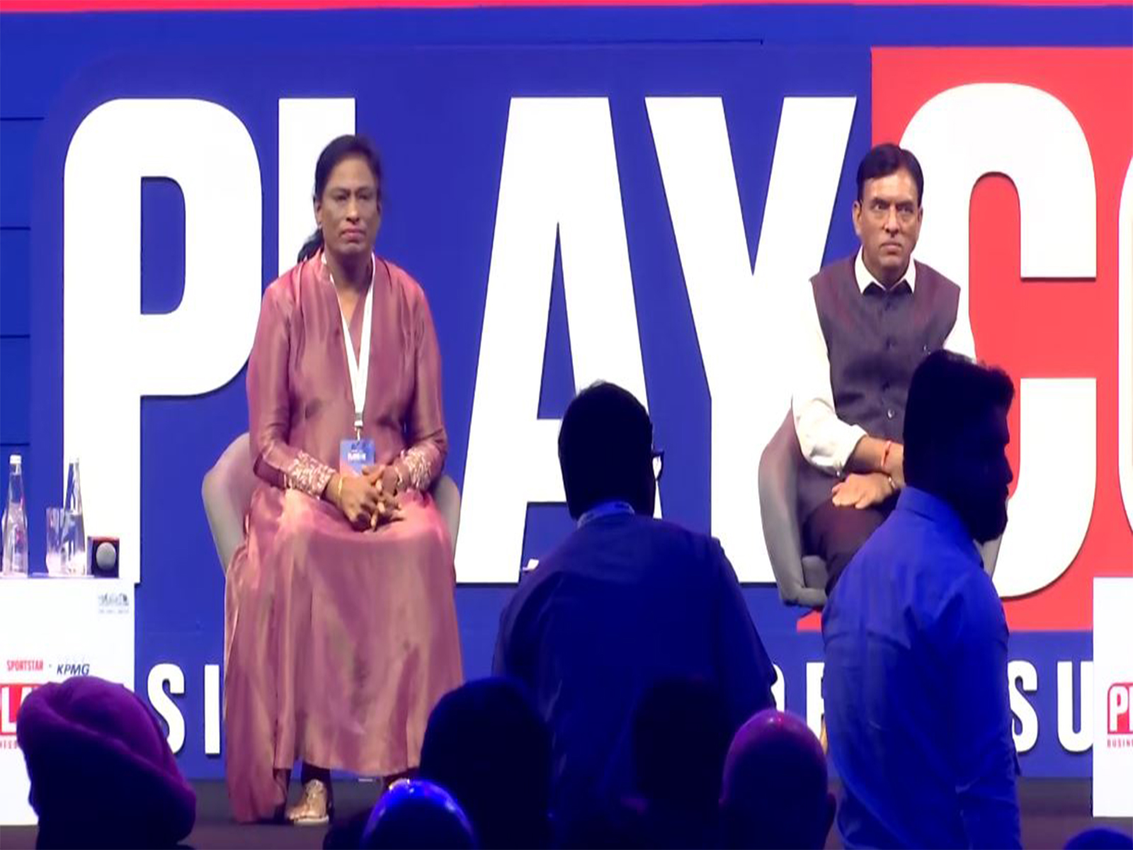 IOA president PT Usha and Union Sports Minister Mansukh Mandaviya at the event. (Photo: ANI)