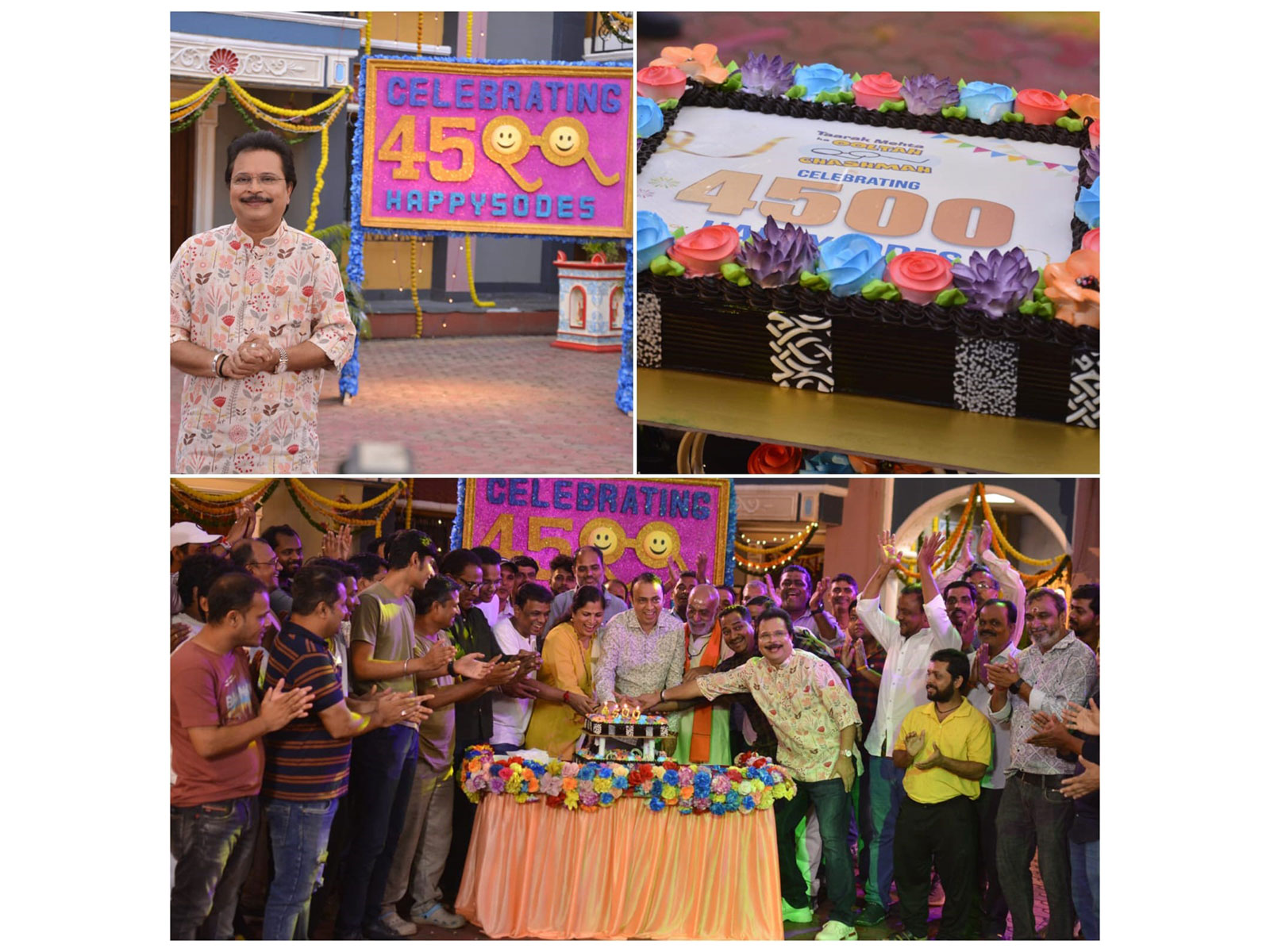 Asit Kumarr Modi with the TMKOC family, celebrating the milestone of 4500 happysodes