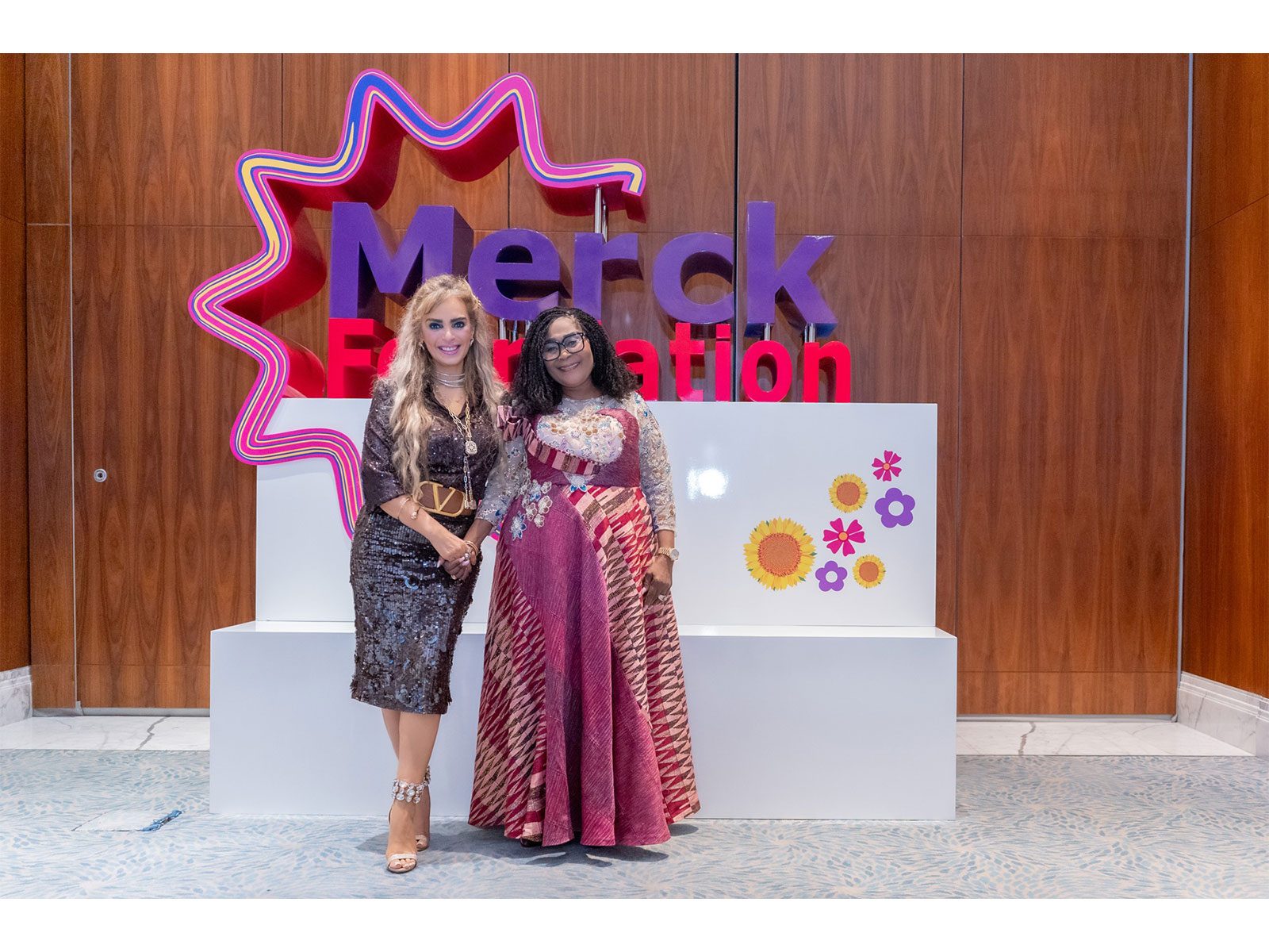 Senator Dr. Rasha Kelej, Merck Foundation CEO with H.E. Mrs. LORDINA DRAMANI MAHAMA, First Lady of the Republic of Ghana at the 7th Edition of Merck Foundation First Ladies Initiative Summit
