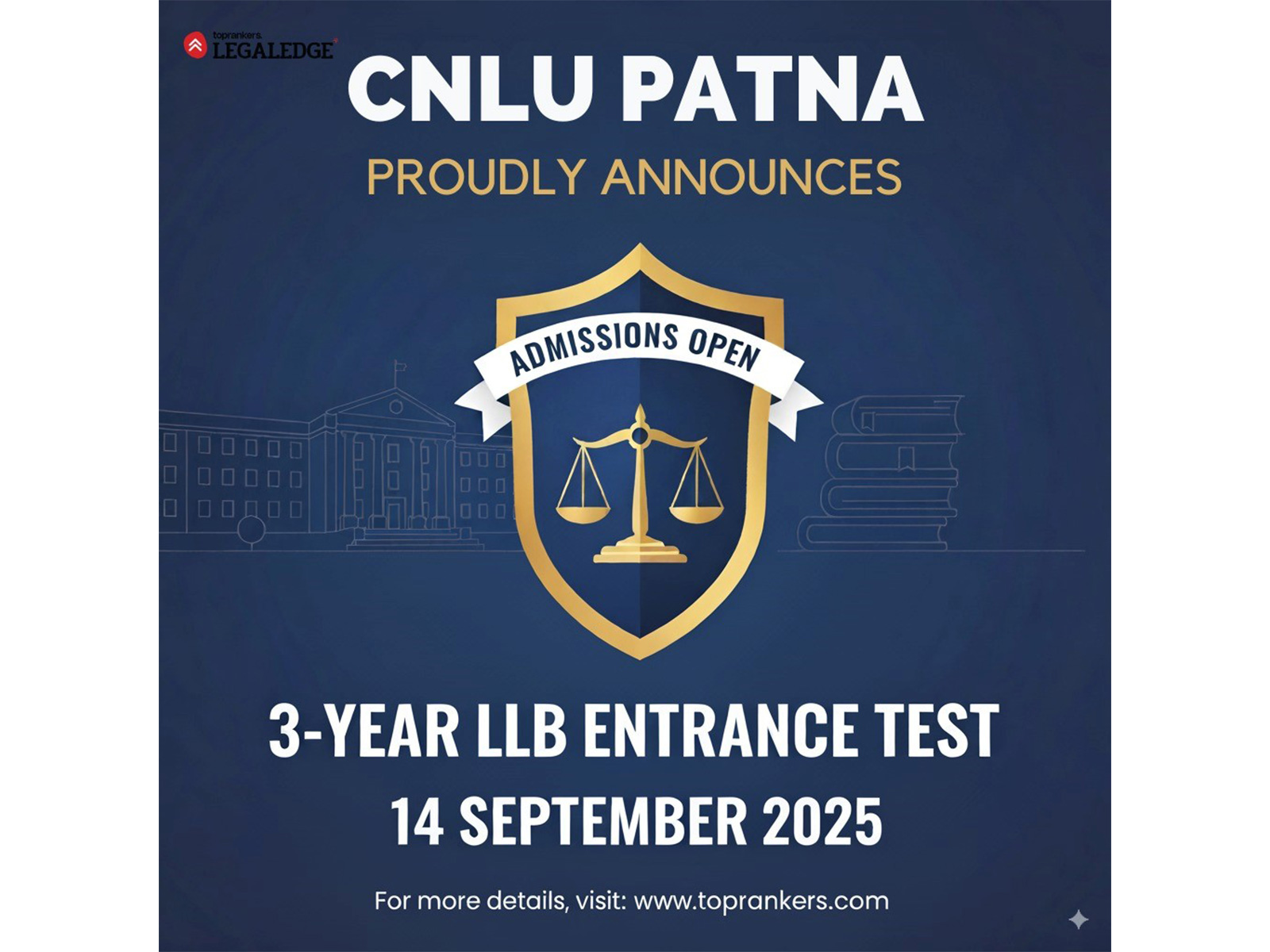 CNLU Patna Announces 3-Year LLB Entrance on 14th September, 2025