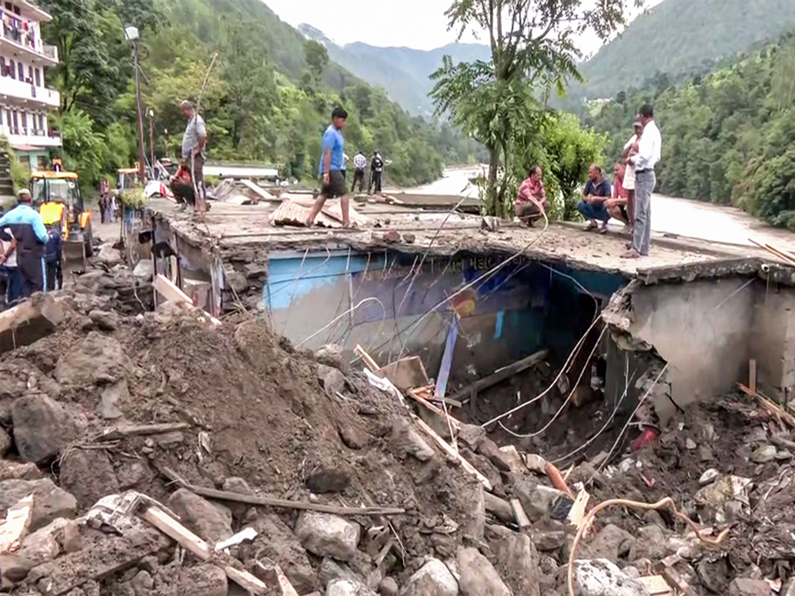 Damage caused due to cloud burst in Tharali (Photo: ANI)