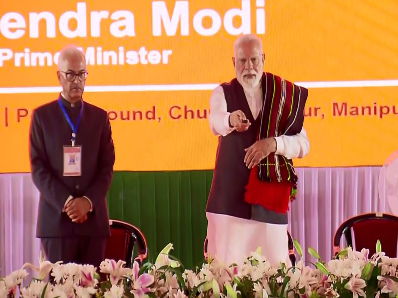 PM Modi lays foundation of multiple projects at Churachandpur (Photo/ANI/DD)
