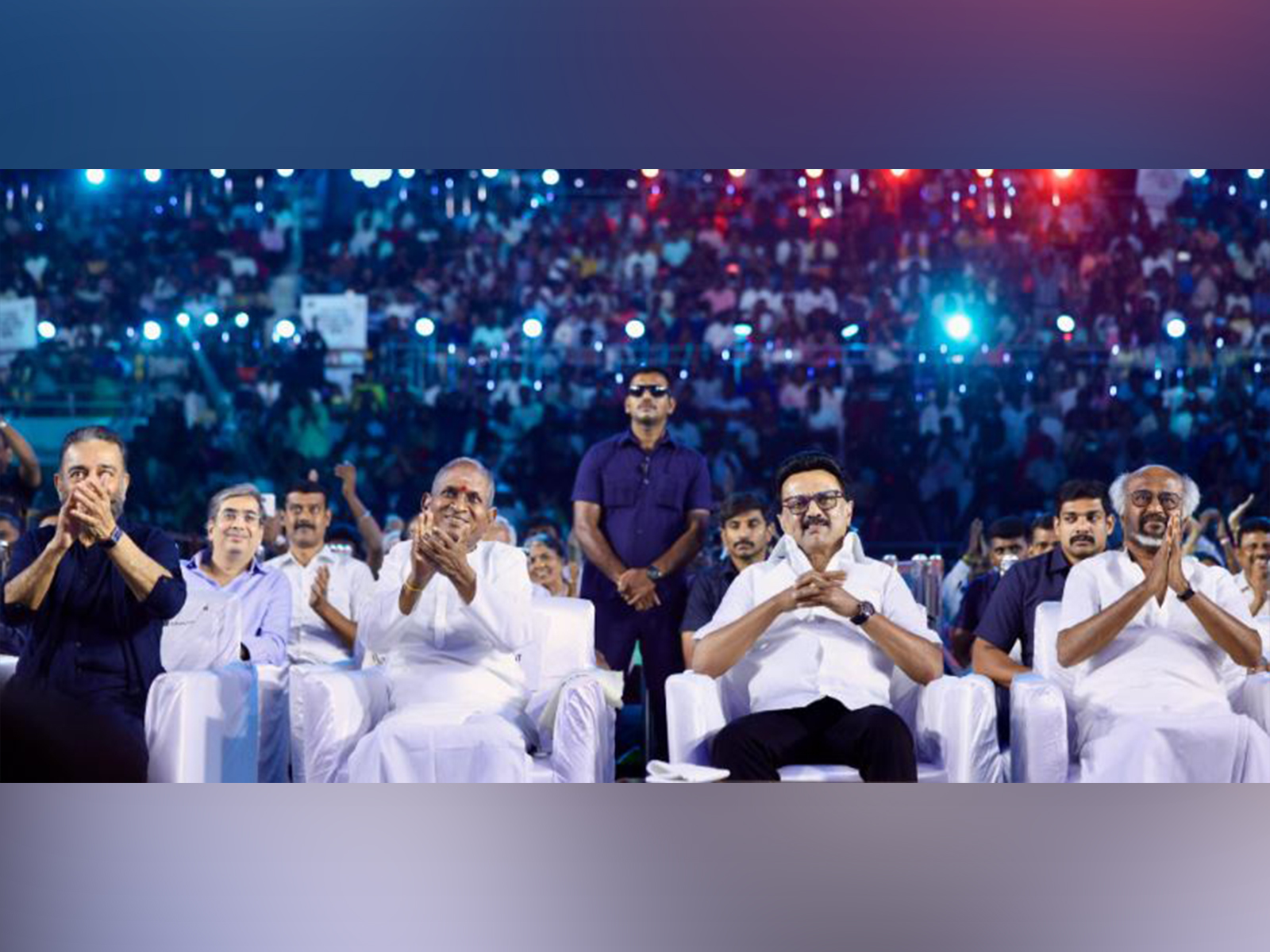 Tamil Nadu CM MK Stalin, Ilaiyaraaja, Rajinikanth, Kamal Haasan (Photo/X@mkstalin)
