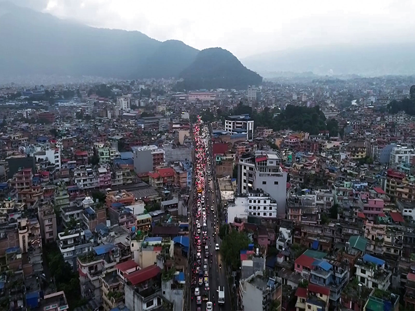 Drone visuals of traffic as daily life returns to normalcy in Kathmandu (Image/ANI)