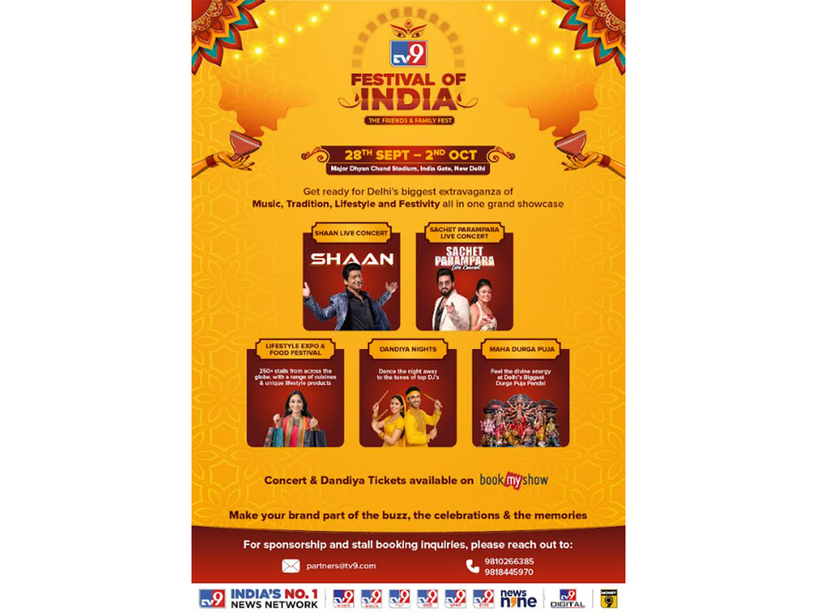 An unrivalled confluence marks the third edition as music, pujo, dandiya, colour, and a mega lifestyle expo feature as key attractions in the third edition of TV9 Festival of India
