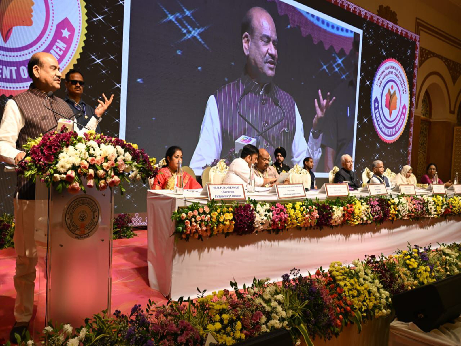 Om Birla addresses the First National Conference of Committees on Empowerment of Women in Tirupati (Photo/Lok Sabha Secretariat)