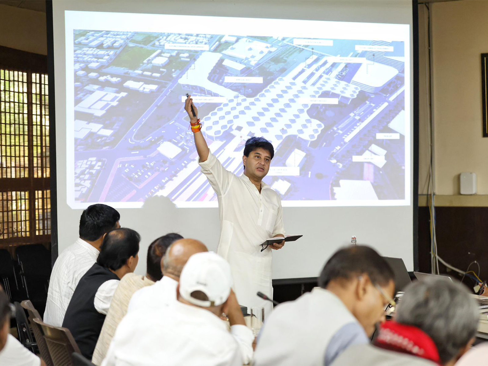 Union Minister Jyotiraditya Scindia holding review meeting (Photo/ Scindia office)