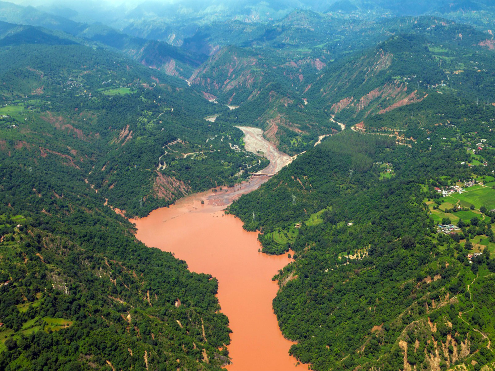 An aerial view of the food-affected area in Kangra (File Photo/ANI)
