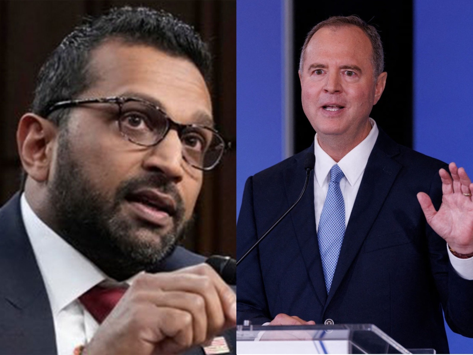 FBI Director Kash Patel (on left) and US Senator Adam Schiff (File Photo/Reuters)