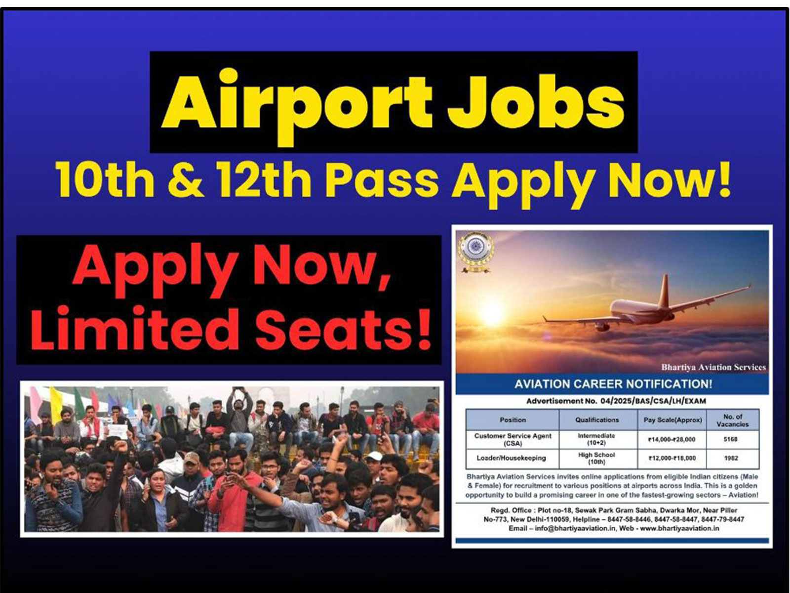 Airport Job 2025: Bhartiya Aviation Services Announces Recruitment Golden Opportunity for Customer Service Agents and Housekeeping Staff