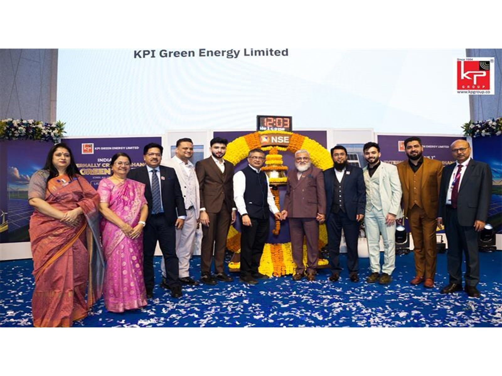 Dr. Faruk G. Patel, CMD, KPI Green Energy and Mr. Ashish Chauhan MD & CEO, NSE, and KPI management team, at NSE for India's first externally credit-enhanced Green Bond