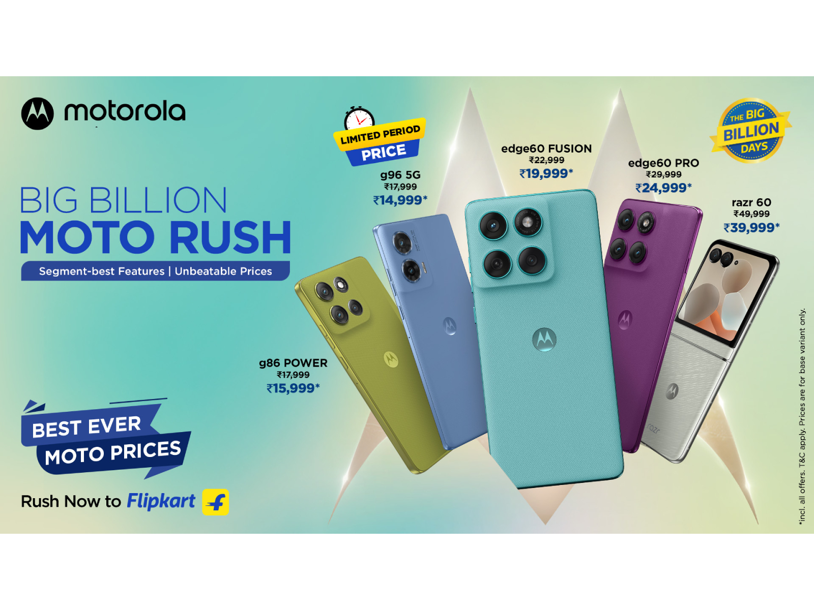 Motorola’s bestselling smartphones at lowest prices starting 23rd Sept during Flipkart’s Big Billion Days 2025