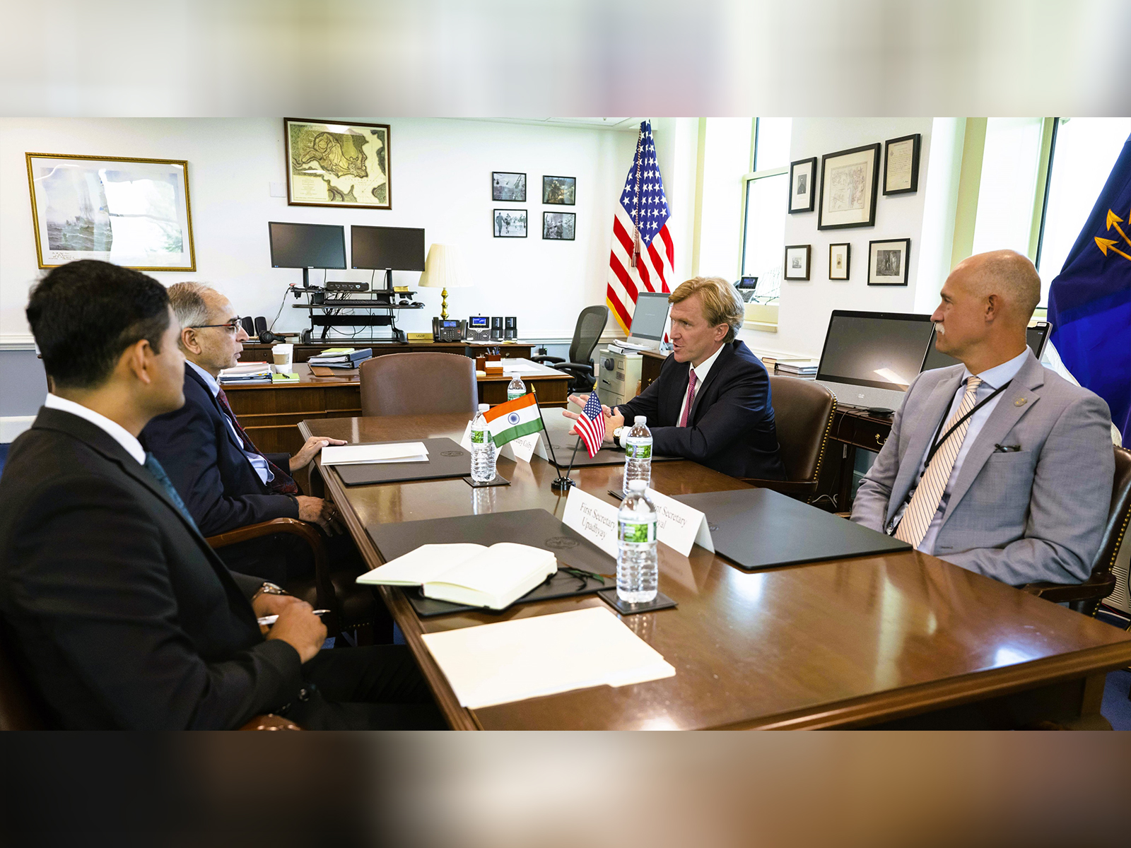 Ambassador of India to US, Vinay Mohan Kwatra and US Under Secretary of War Elbridge Colby (Photo/ X@USWPColby)