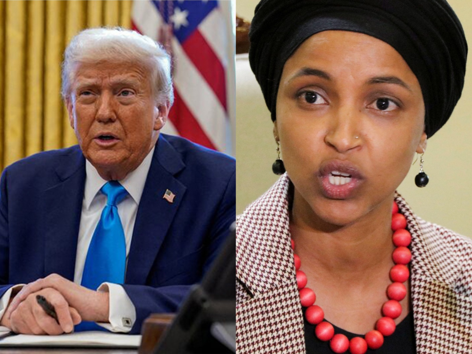 US President Donald Trump (on left) and Democratic Representative Ilhan Omar (File Photo/Reuters)