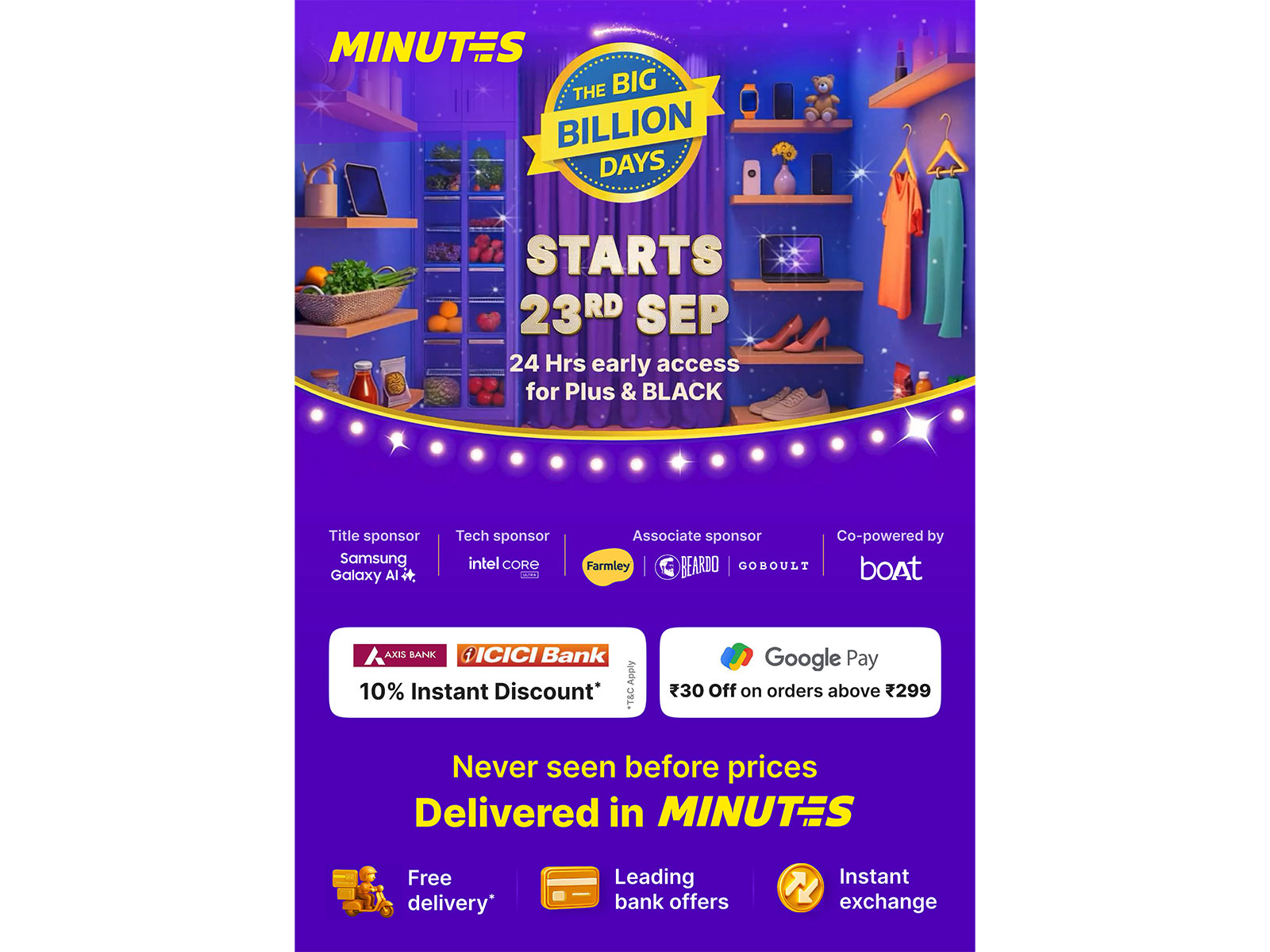 Flipkart Minutes Turns The Big Billion Days into India's Fastest Shopping Festival with 10-minute Doorstep Delivery Starting at Midnight