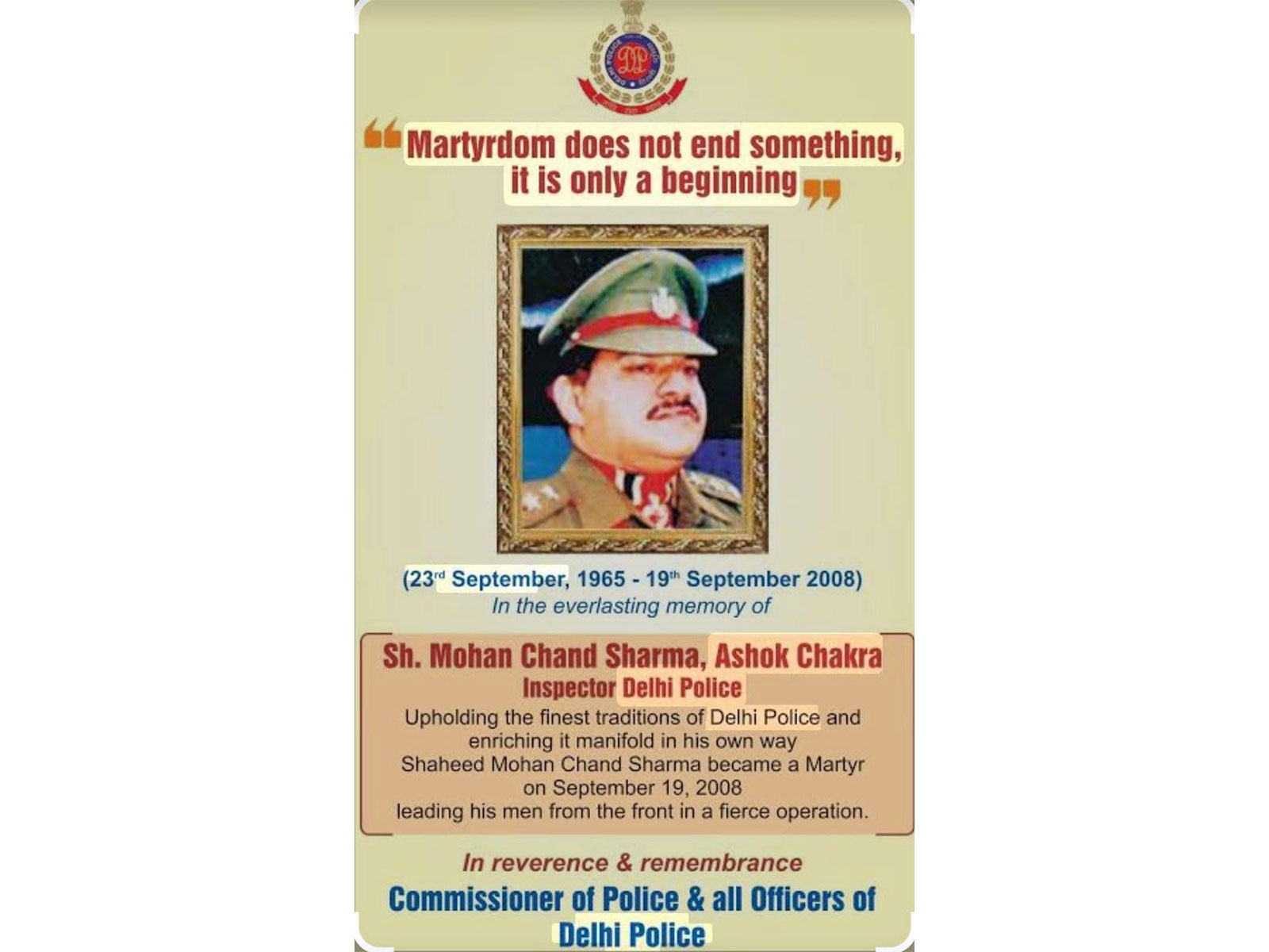 Poster shared by Delhi Police (Photo/Delhi Police)