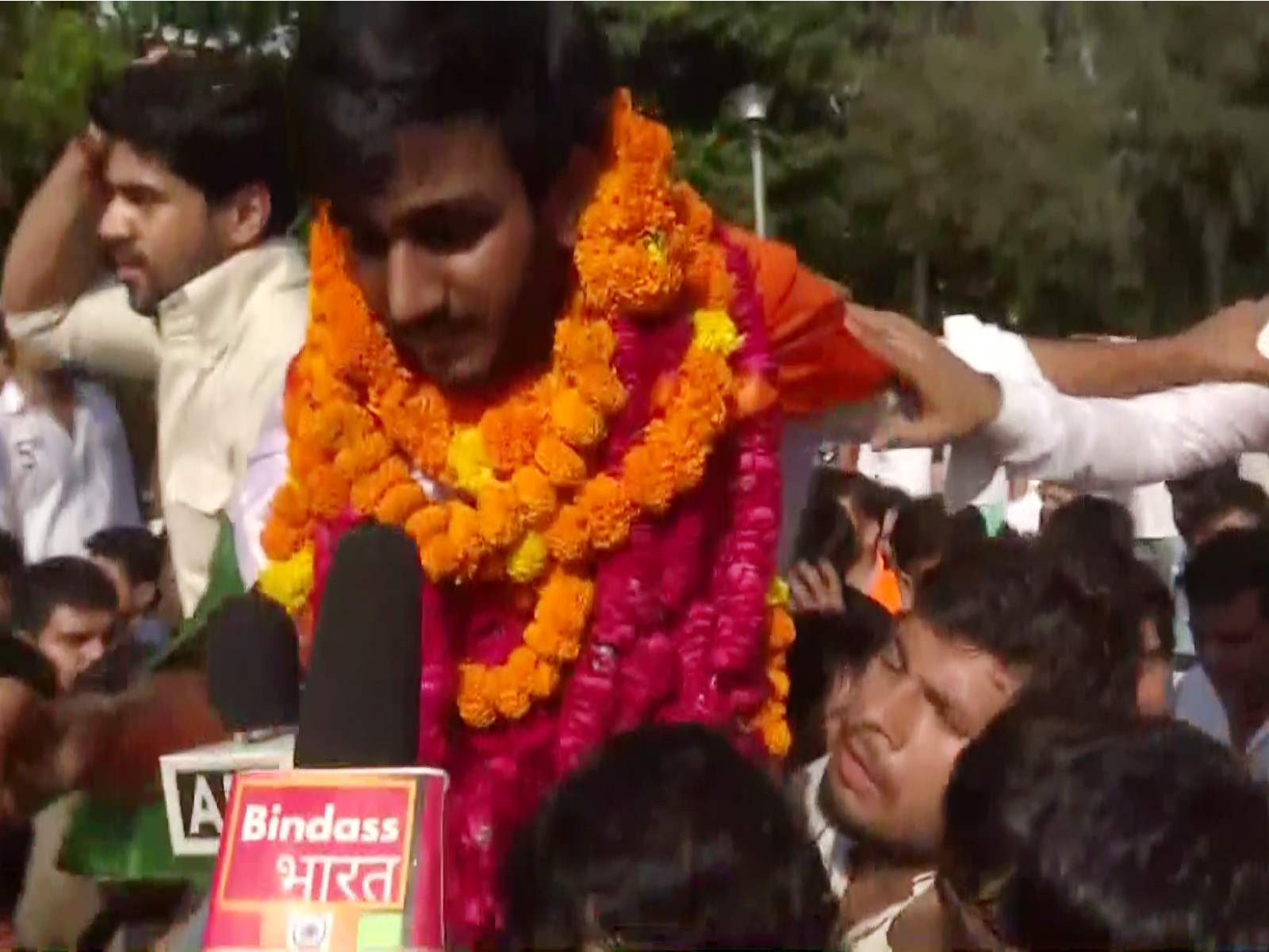 ABVP candidates celebrate victory in DUSU polls (Photo/ANI)