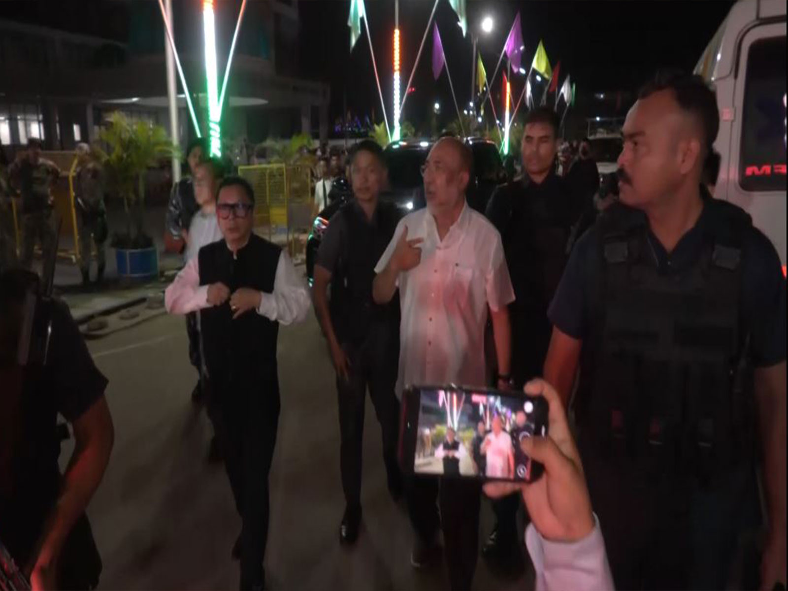 Former Manipur CM N Biren Singh at RIMS, Imphal. (Photo/ANI) 