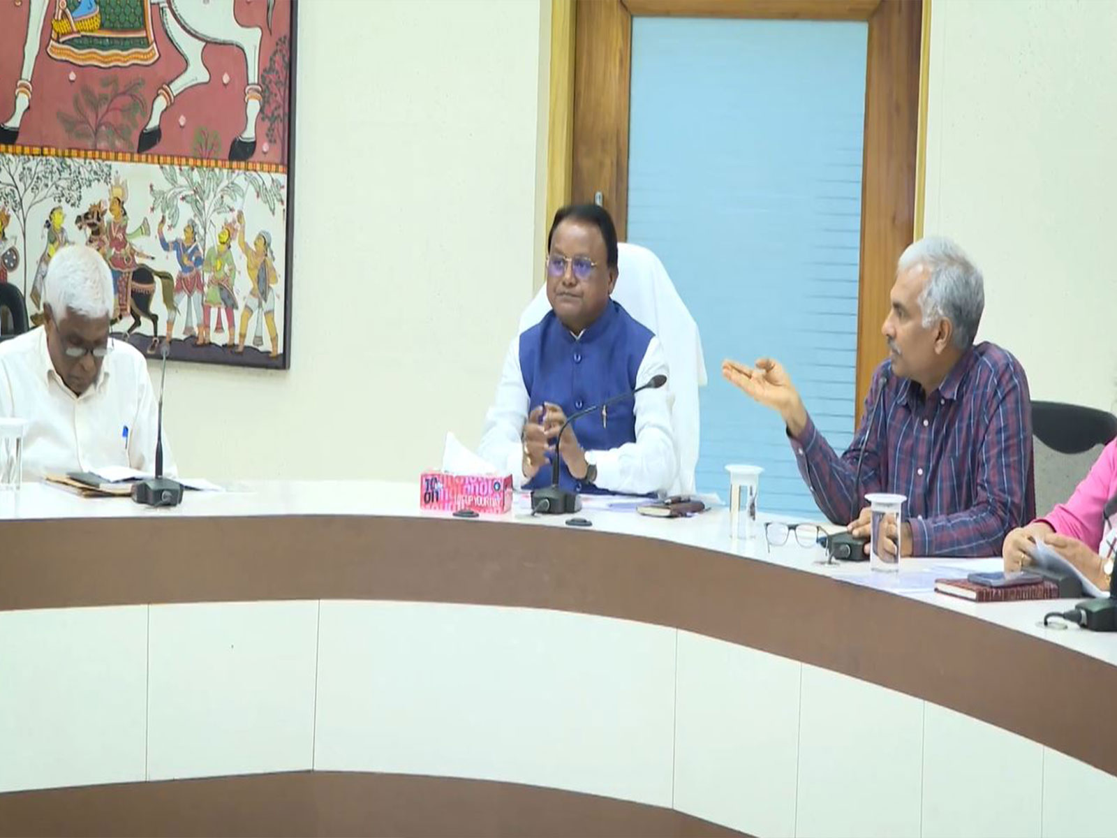 Odisha CM Charan Mohan Majhi chairs meeting in Bhubaneswar (Photo/ANI)