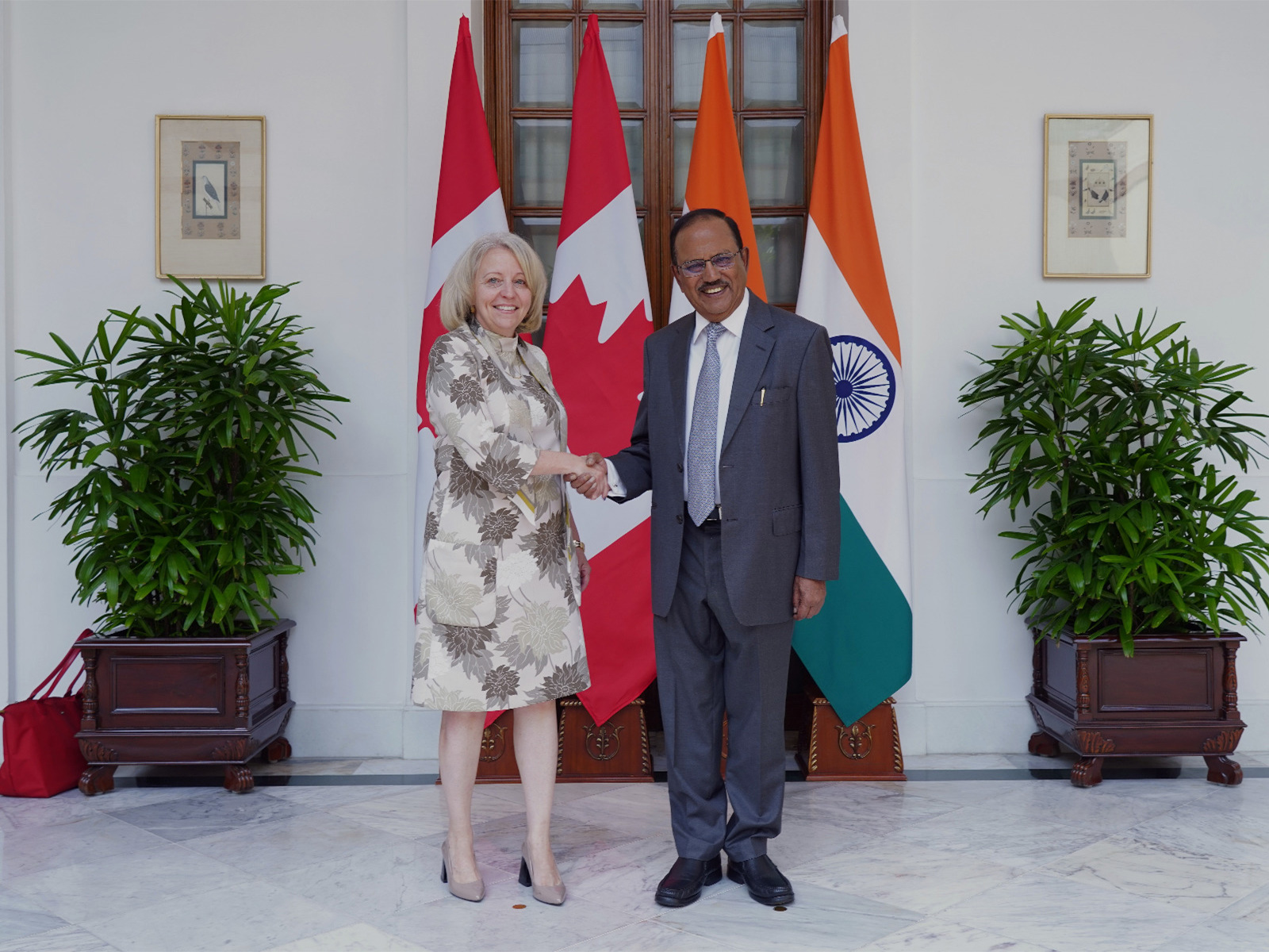 India’s NSA Ajit Doval meets Canadian counterpart Nathalie G. Drouin in New Delhi to discuss security cooperation (Photo/MEA)