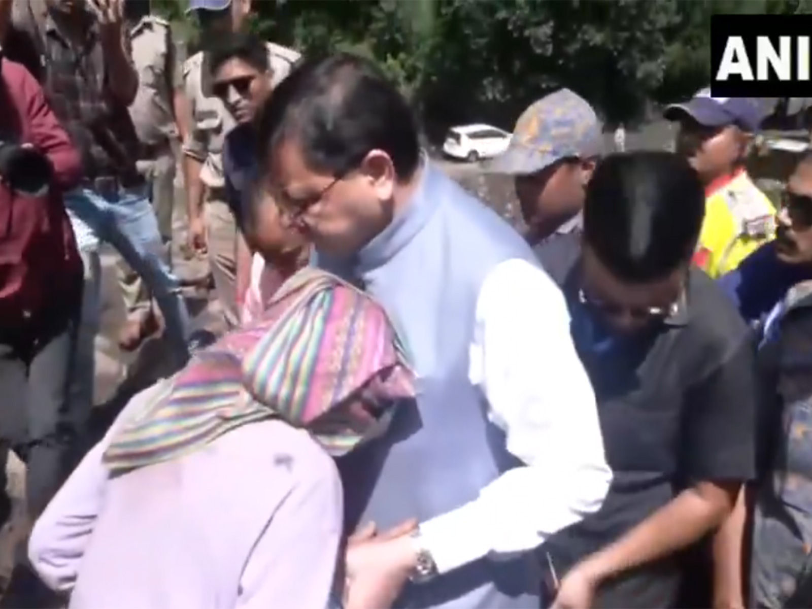 Uttarakhand CM Pushkar Singh Dhami met the affected people. (Photo/ANI)