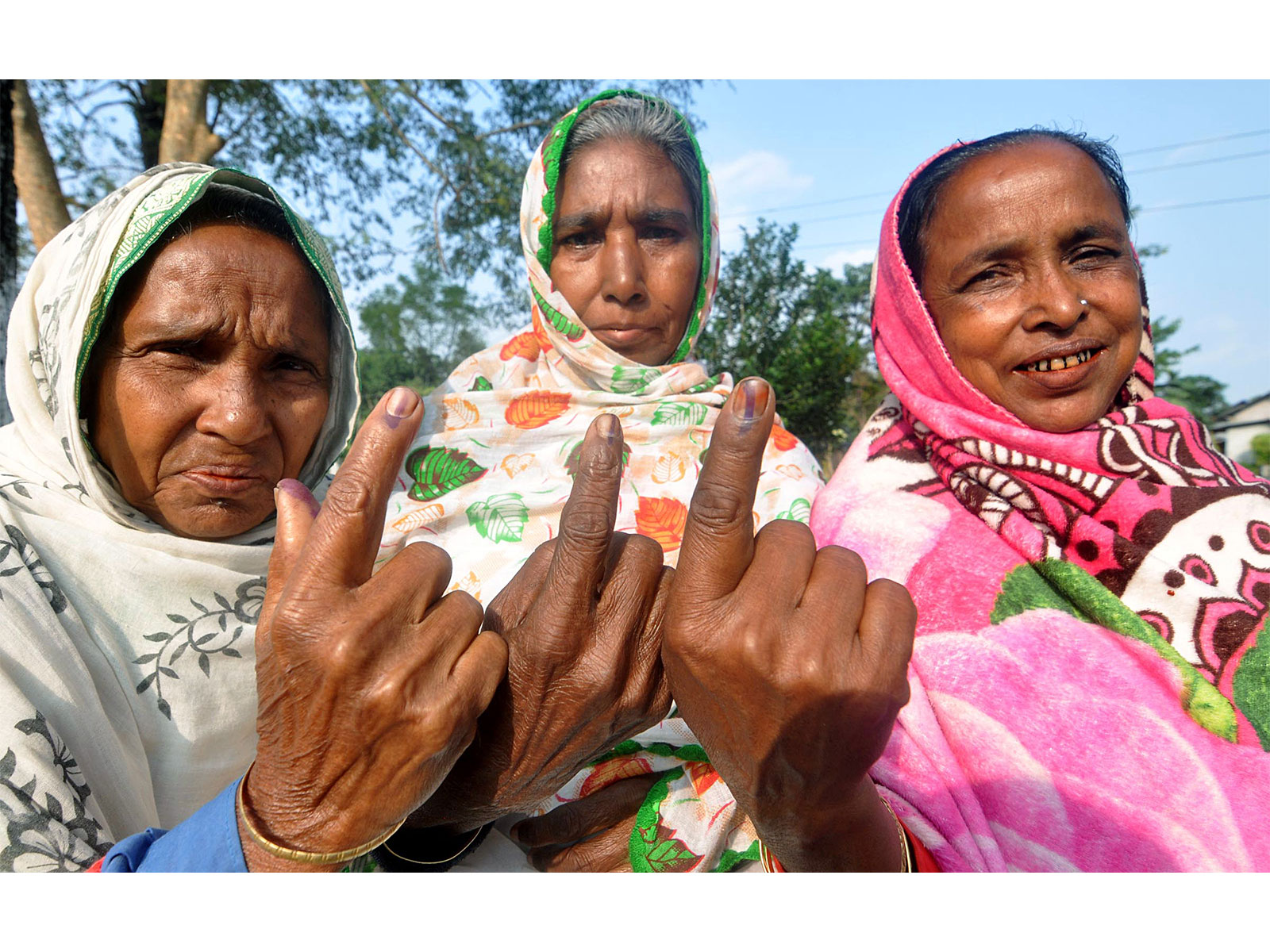 Female voters show their ink marked fingers during Bodoland elections (File Photo: ANI)