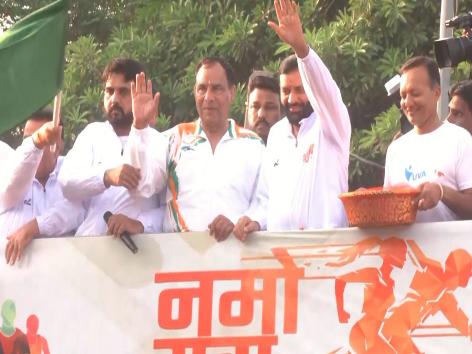 Haryana CM Nayab Singh Saini at NaMo Yuva Run in Kurukshetra (Photo/ANI)