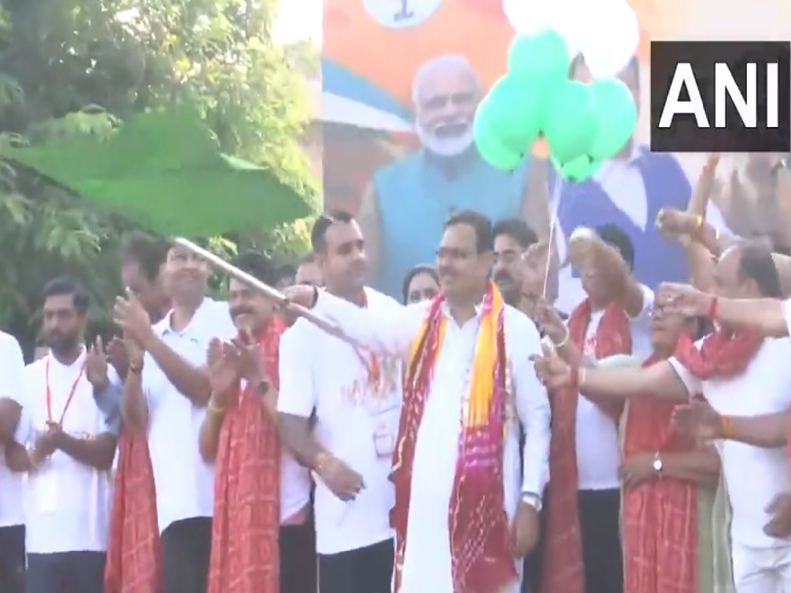 Rajasthan CM Bhajanlal Sharma flags off 'Namo Yuva Run' in Jaipur (Photo/ANI)