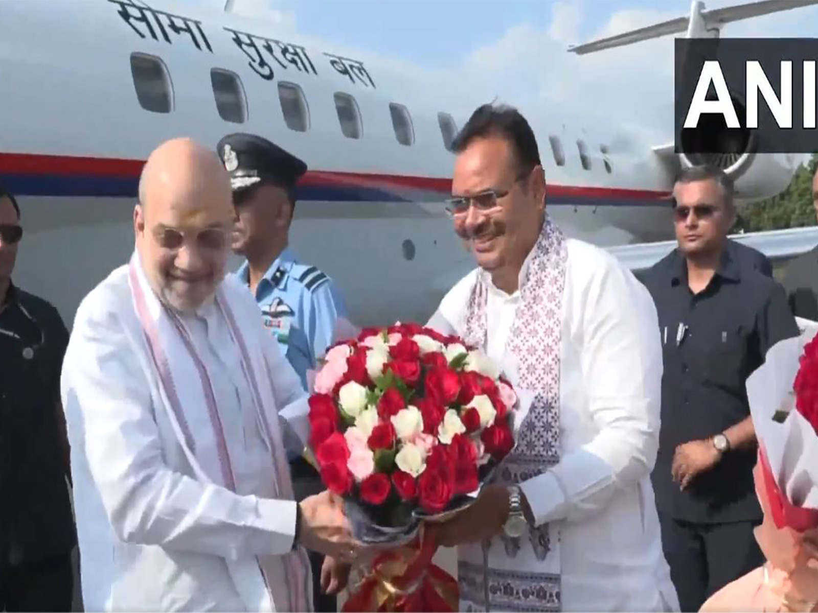 Union Home Minister Amit Shah with Rajasthan CM Bhajan Lal Sharma. (Photo/ANI)