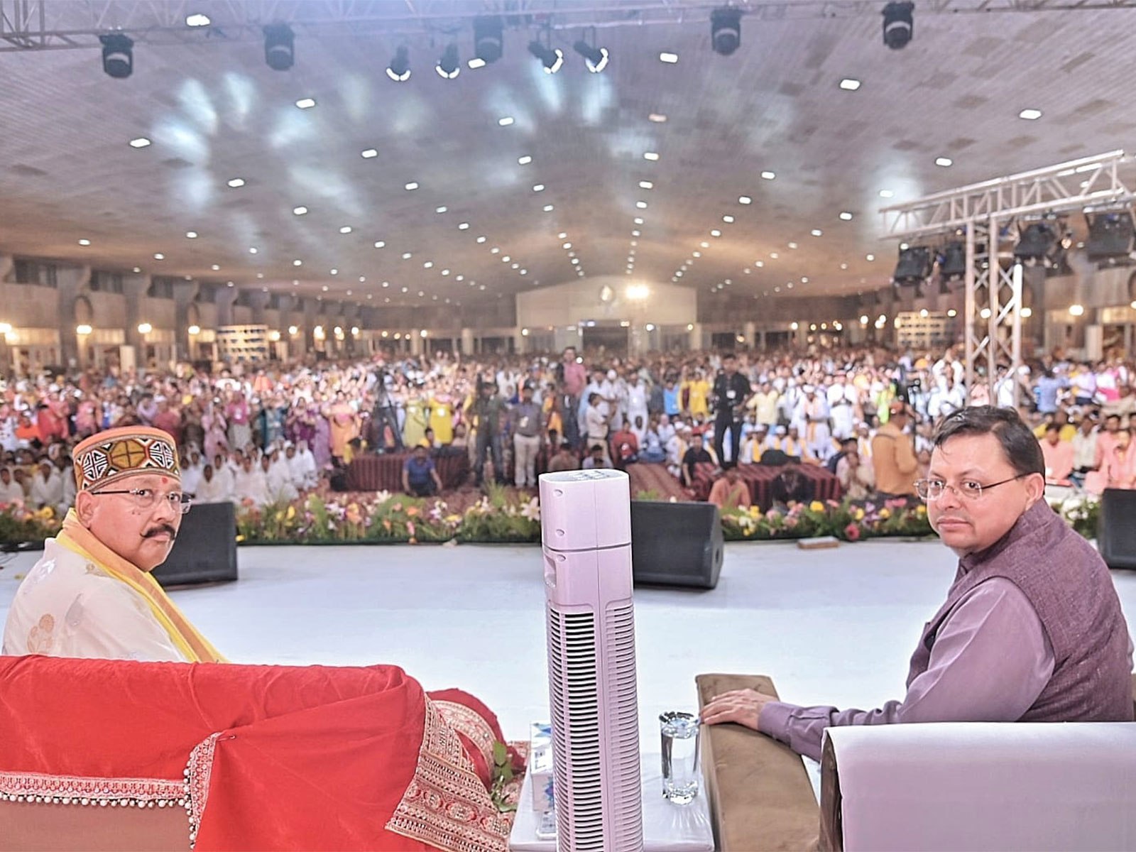 Uttarakhand Chief Minister Pushkar Singh Dhami with Cabinet Minister Satpal Maharaj. (Photo/ANI)