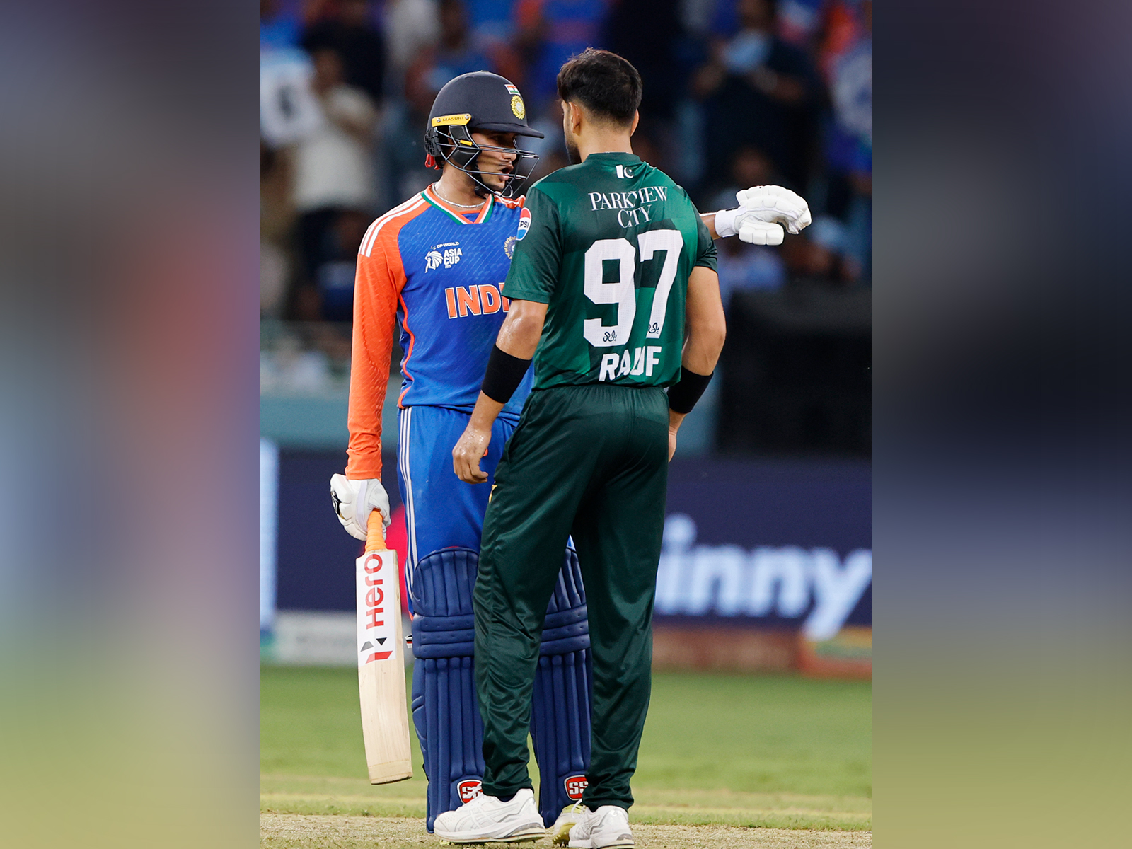 Abhishek involved in an exchange with Haris Rauf. (Photo: ANI)