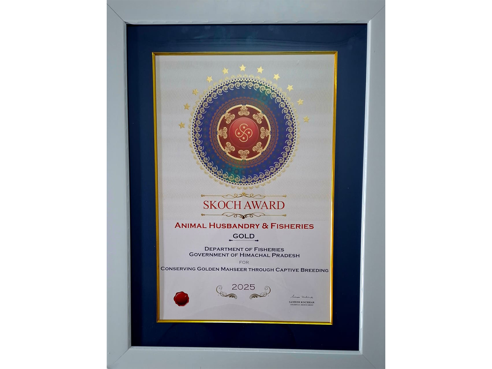 HP Fisheries Department honoured with prestigious SKOCH Gold Award (Photo: x/@DoFishHP)