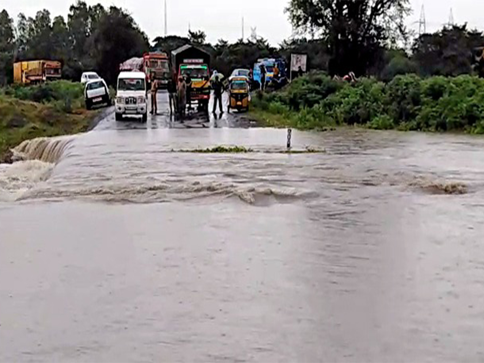 A road washed away following heavy rain in the area, in Vennadevi area of Guntur District (File Photo/ANI)