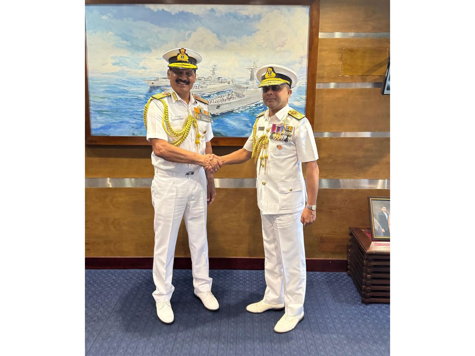 Chief of the Naval Staff (CNS) Admiral Dinesh K Tripathi in Sri Lanka. (Photo/ANI)