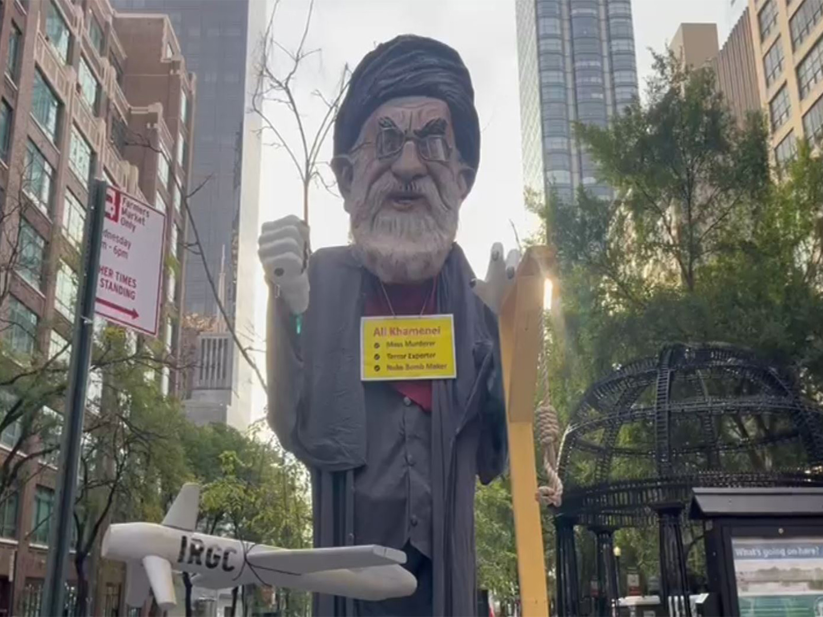 Protesters gather outside the UN Headquarters in New York against Iran’s government ahead of the President’s UNGA address (Photo/ANI)
