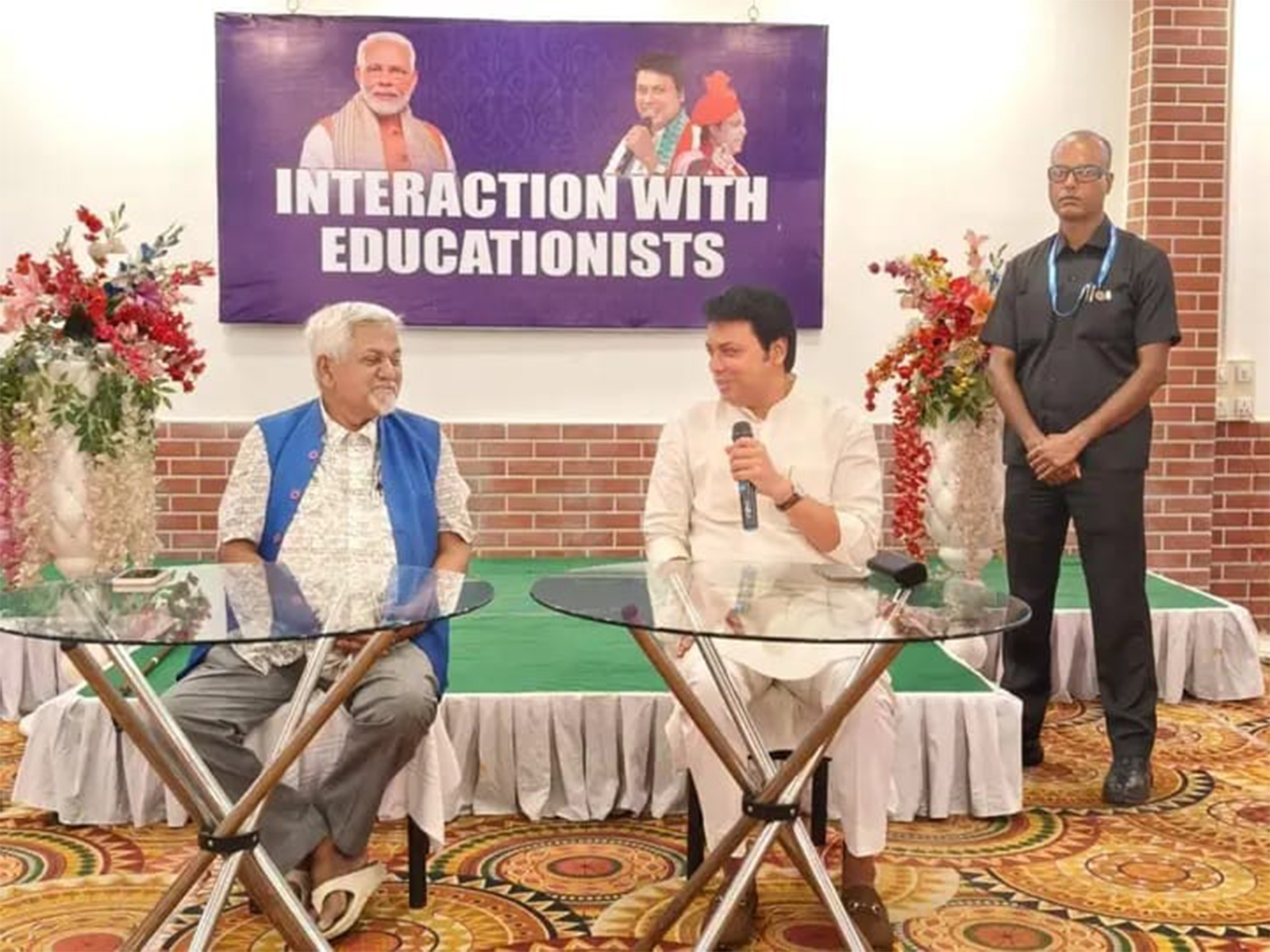 Former Tripura CM Biplab Deb interacts with educationists regarding NextGenGST  (Photo/ANI)