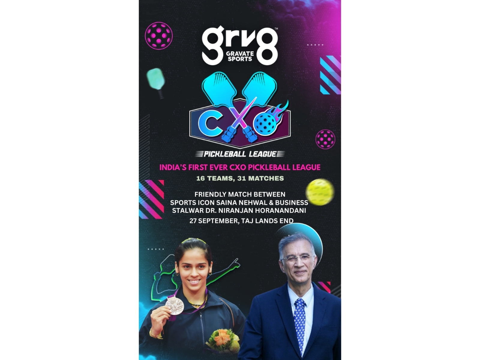 Gravate Sports organises India’s First CXO Pickleball League with Saina Nehwal in Mumbai